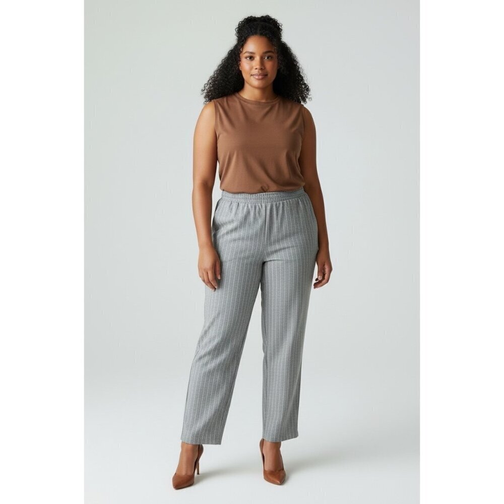 A New Day Women's Light Brown & Cream Stripped Pants - Picture 1 of 7